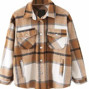 Oversized Casual Neutral Shacket Flannel